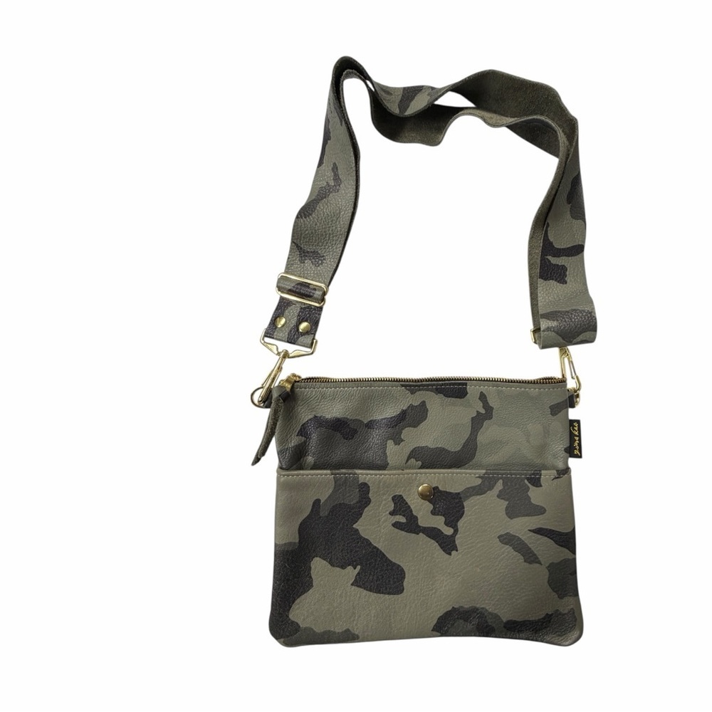 Zina Kao soft leather adjustable strap Urban Camouflage Messenger Bag